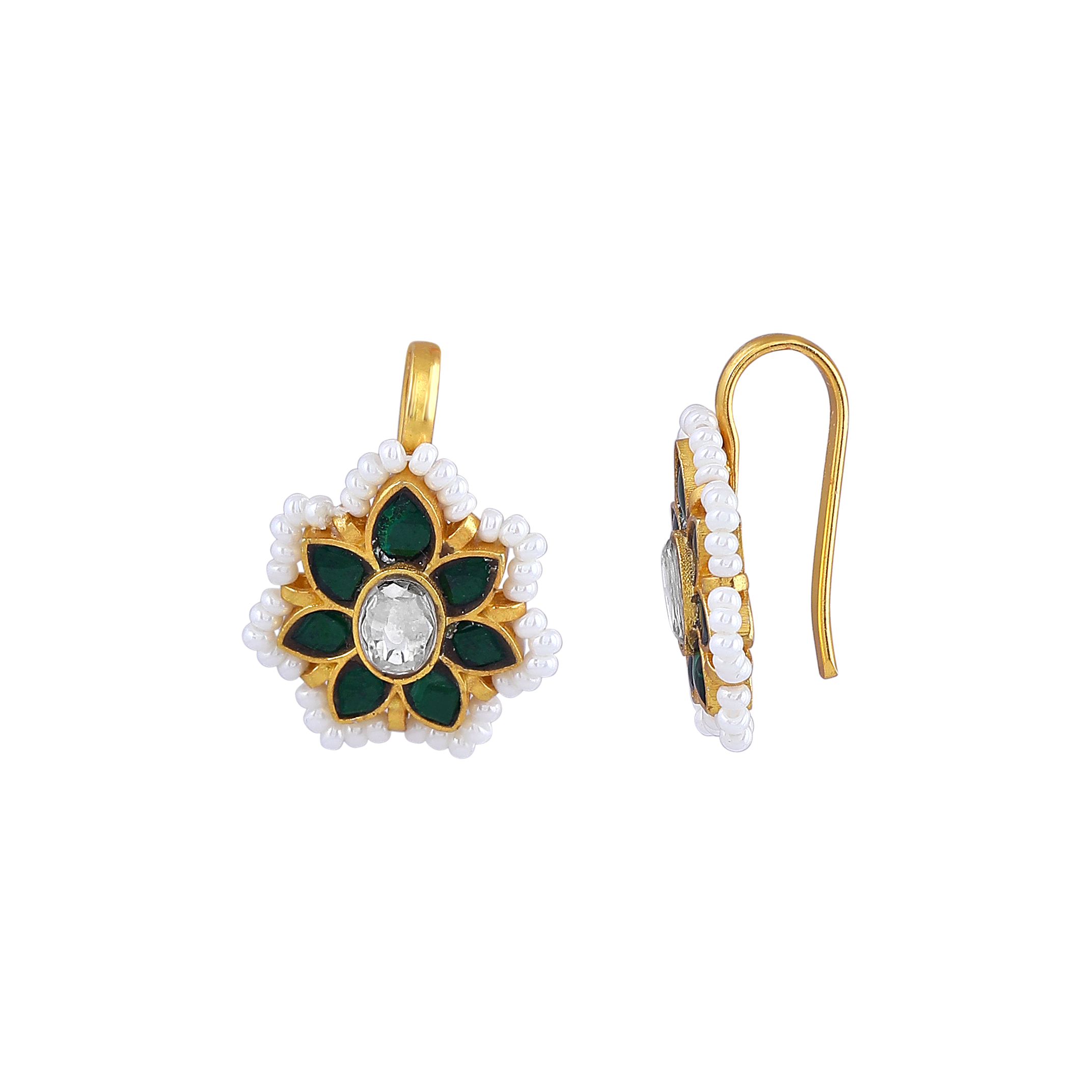 Silver Bugadi With Green Stone