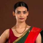 Gold-Tone Silver Kundan Pattern Bead Necklace