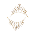 Silver Three-Layered Gold Polished Matilu with Lustrous Pearl Drops