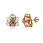 Silver Floral Studs with Gold Polish