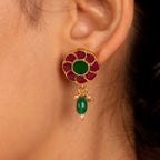 92.5 Silver Gold Plated Floral Earrings