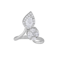 Radiant Pear & Circular CZ Bypass Silver Ring