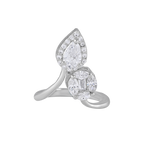 Radiant Pear & Circular CZ Bypass Silver Ring