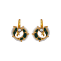Silver Peacock Bugadi Earrings with Green Accents