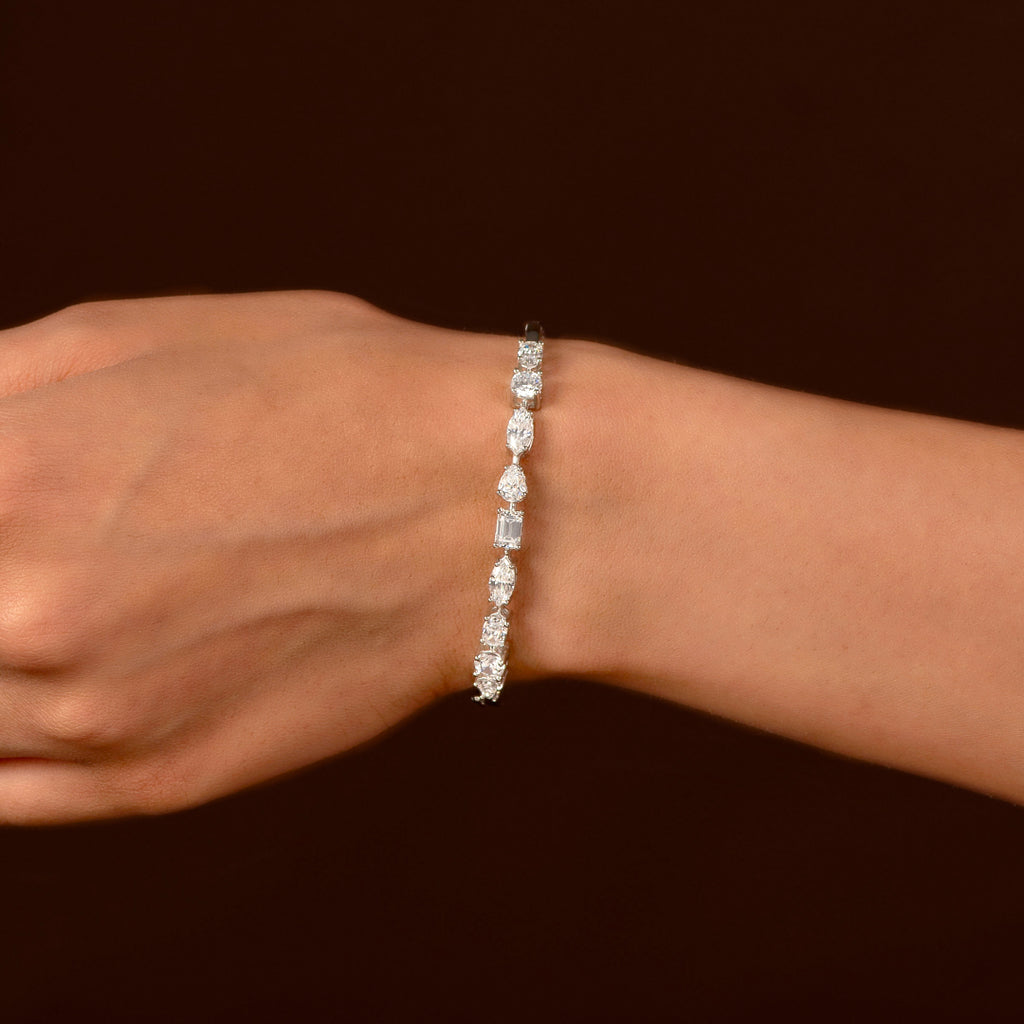 Statement Multi-Cut Cubic Zirconia Tennis Bracelet in 92.5 Silver