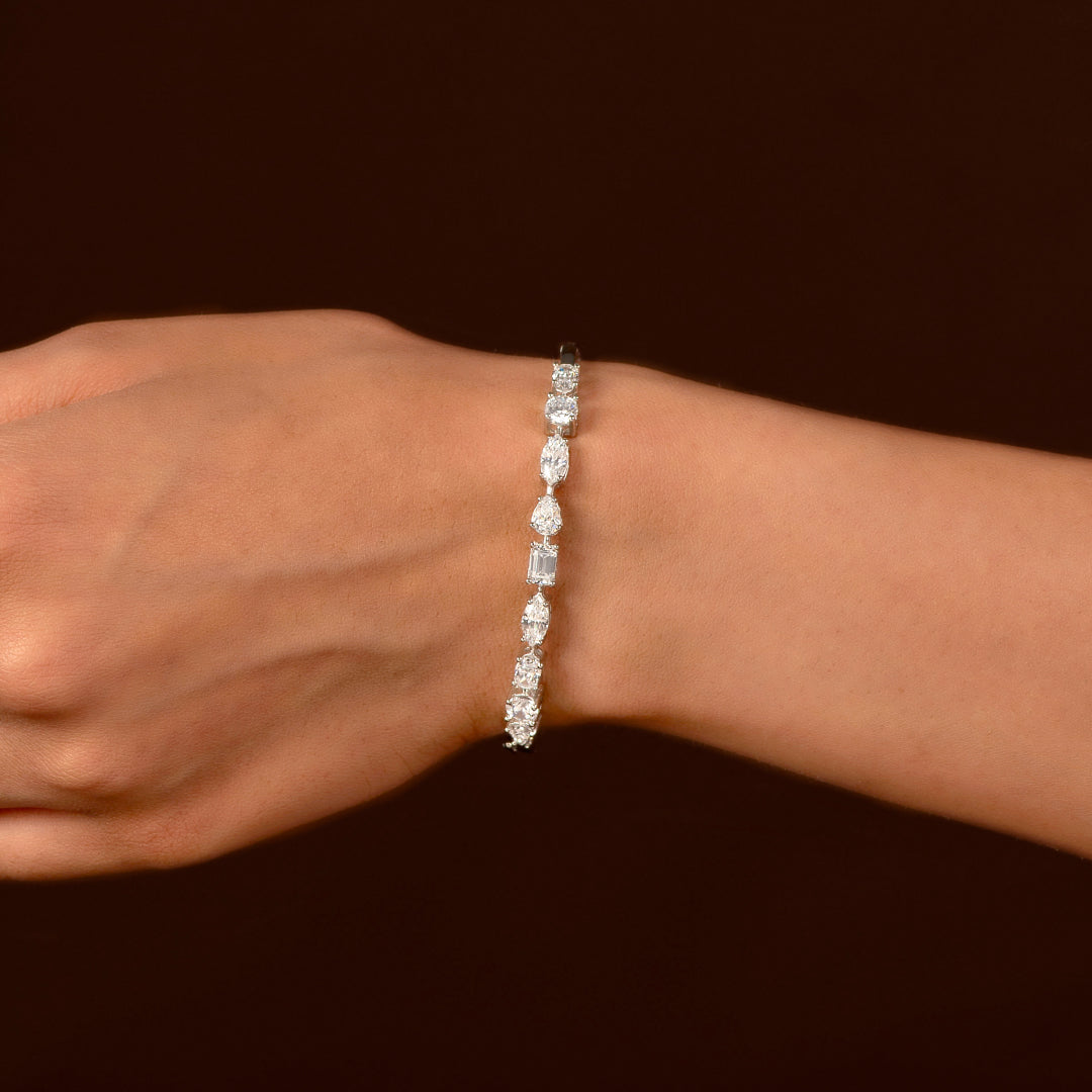 Statement Multi-Cut Cubic Zirconia Tennis Bracelet in 92.5 Silver
