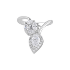 Radiant Pear & Circular CZ Bypass Silver Ring