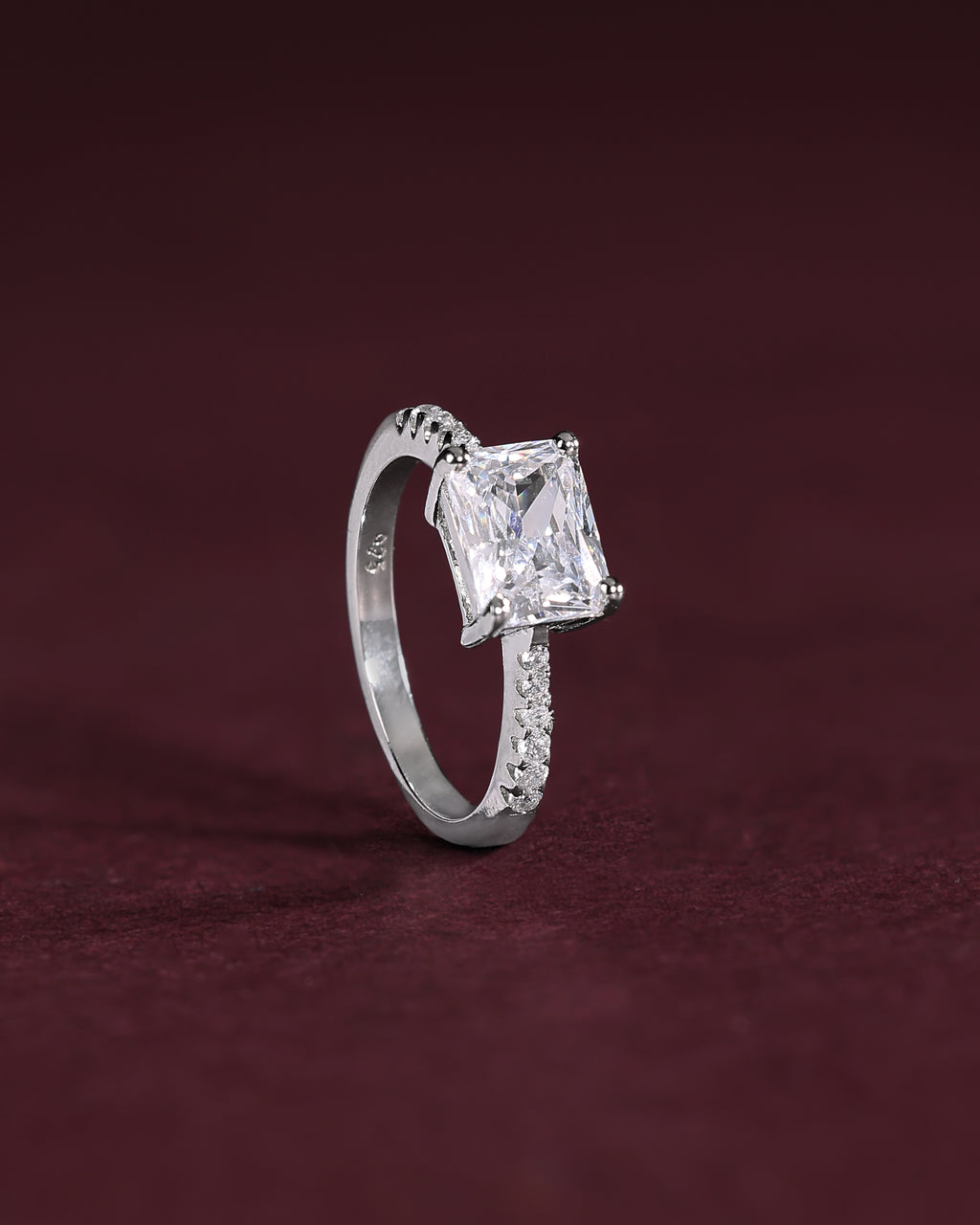 Modern Radiant Cut CZ Ring in 92.5 Silver
