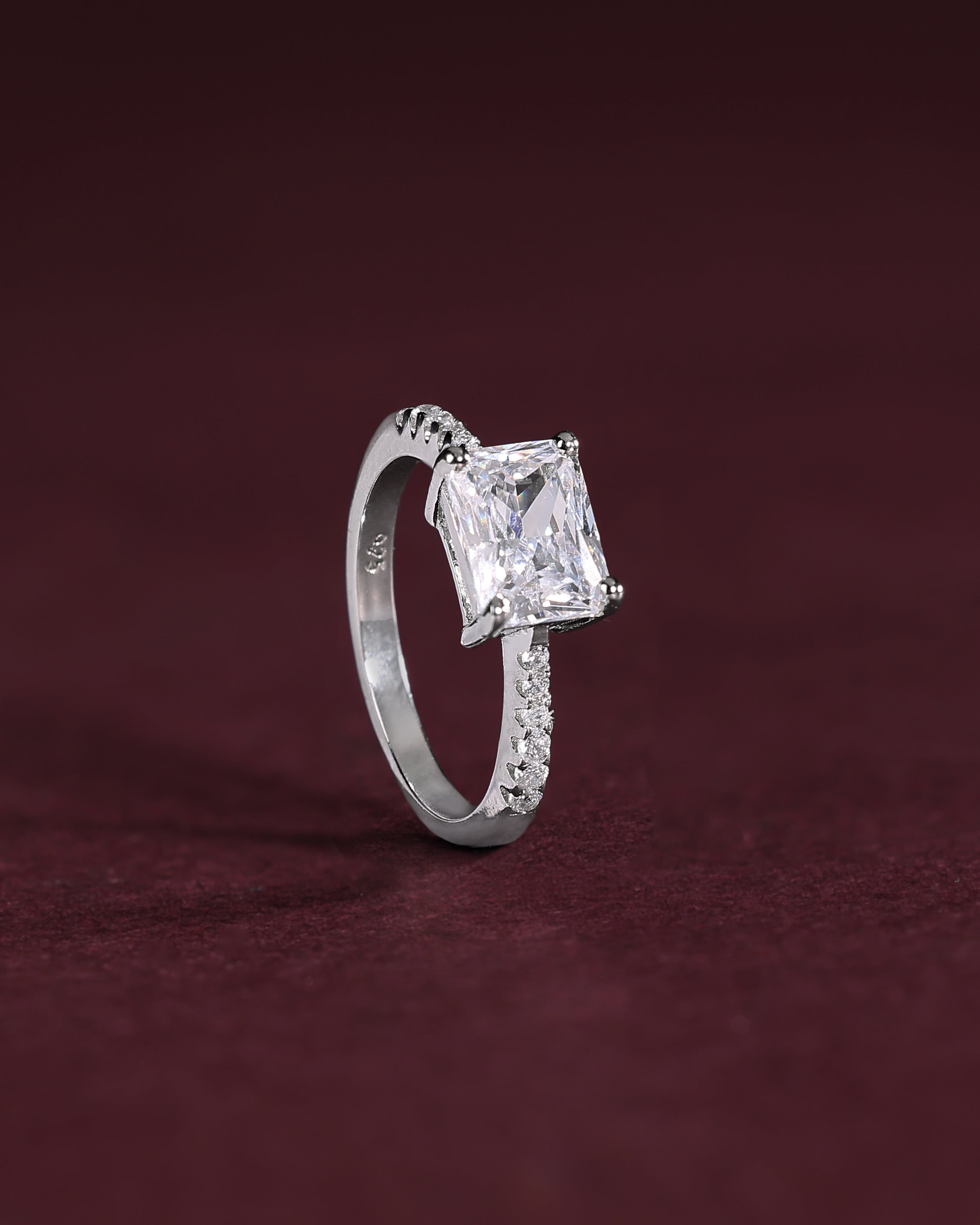 Modern Radiant Cut CZ Ring in 92.5 Silver