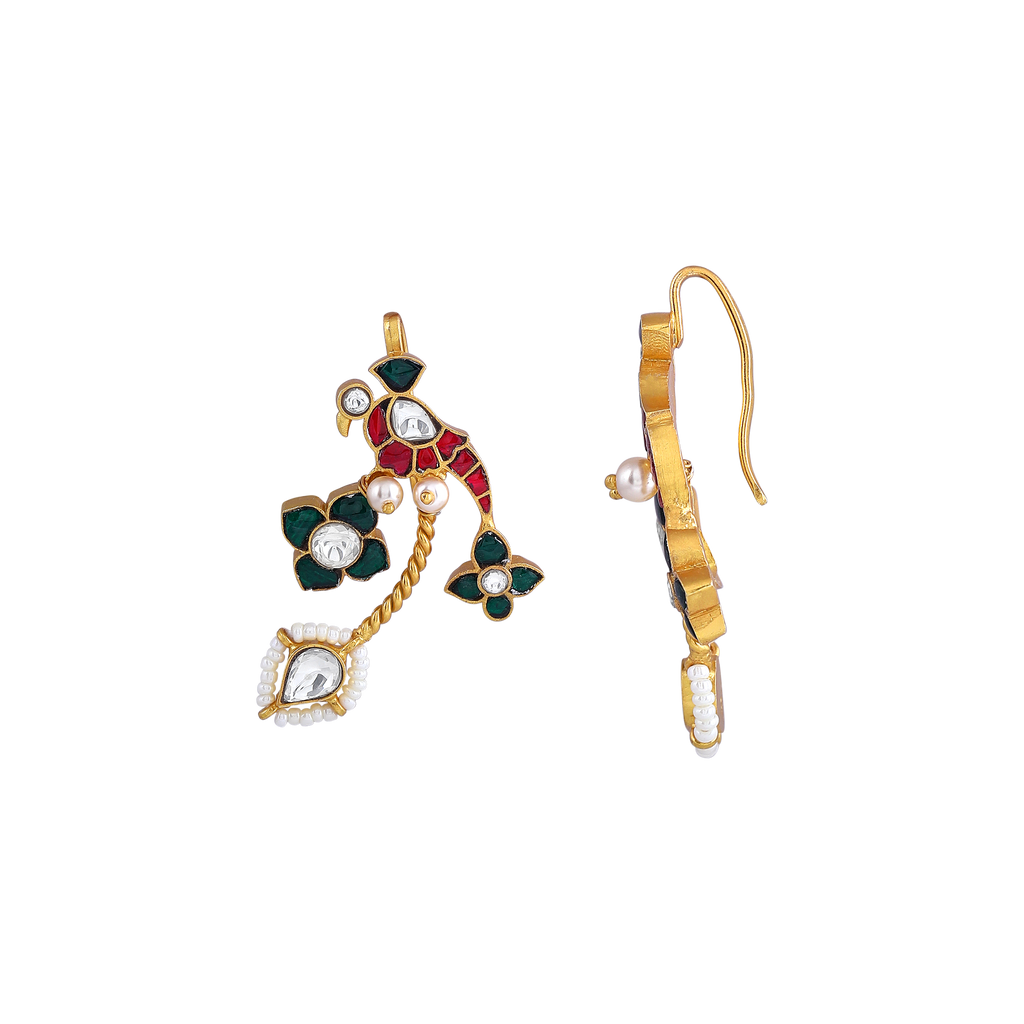 Silver Parrot Bugadis with Kemp Stones & Pearl Accents