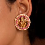 Divine Ganesha Silver Gold-Plated Studs