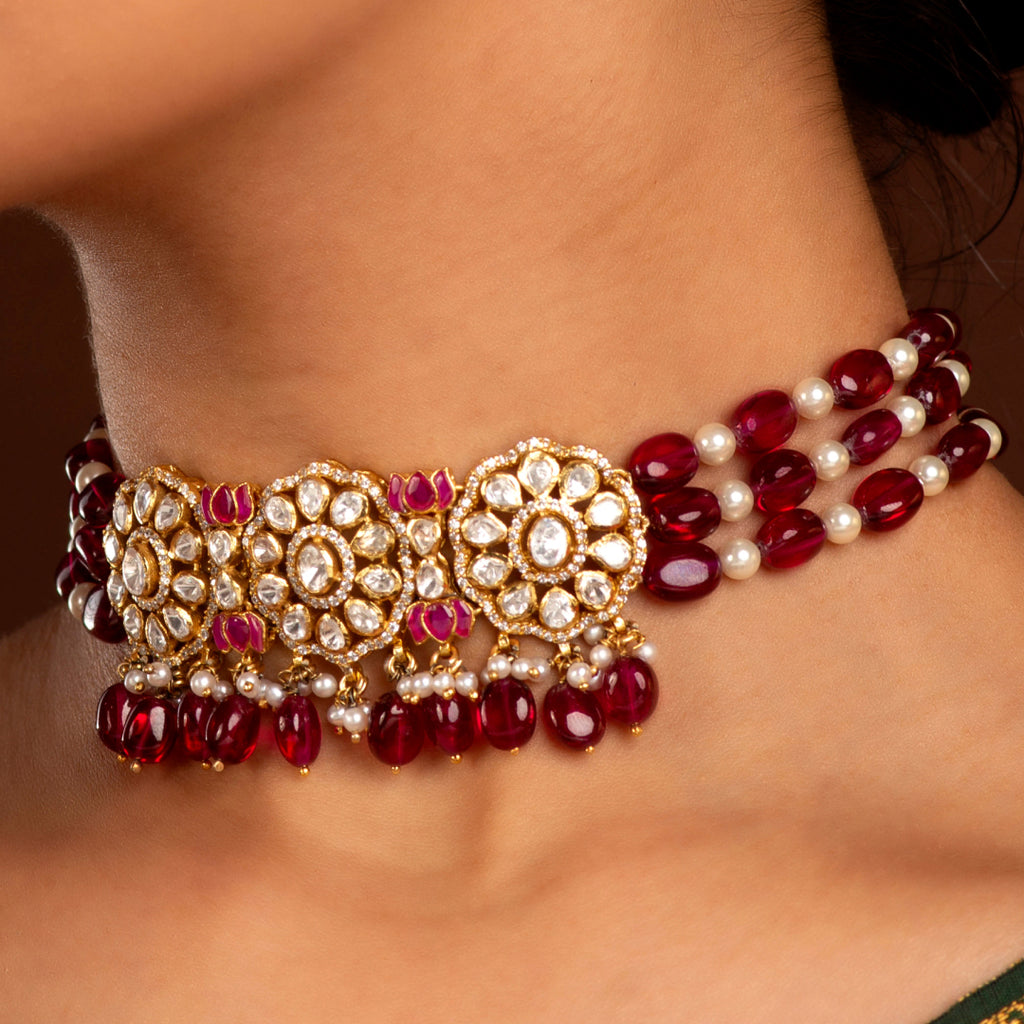 Silver Floral Medallion Choker
