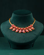 Silver Mango Necklace with Kundan Pattern