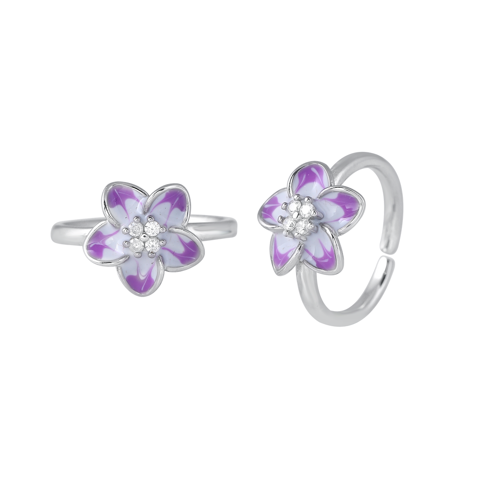 Bloom 92.5 Silver Floral Toe Rings