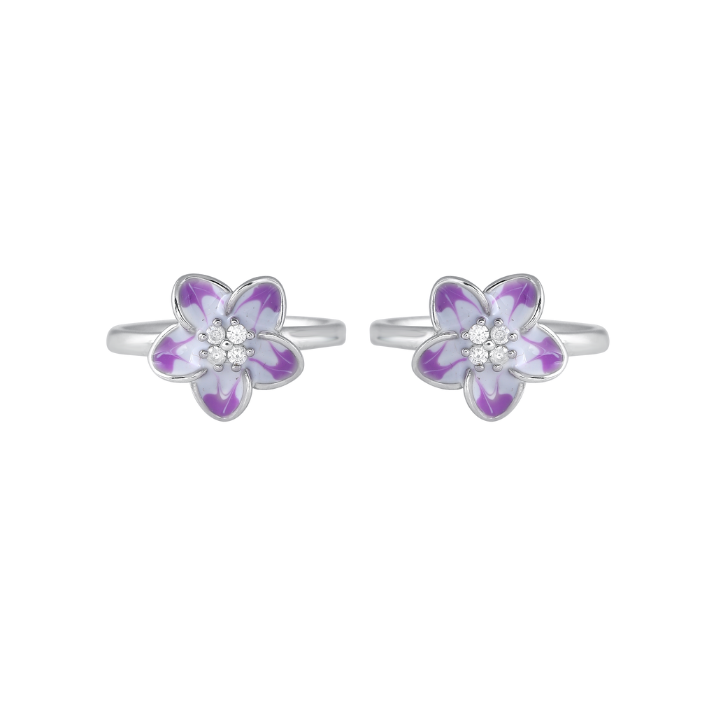 Bloom 92.5 Silver Floral Toe Rings