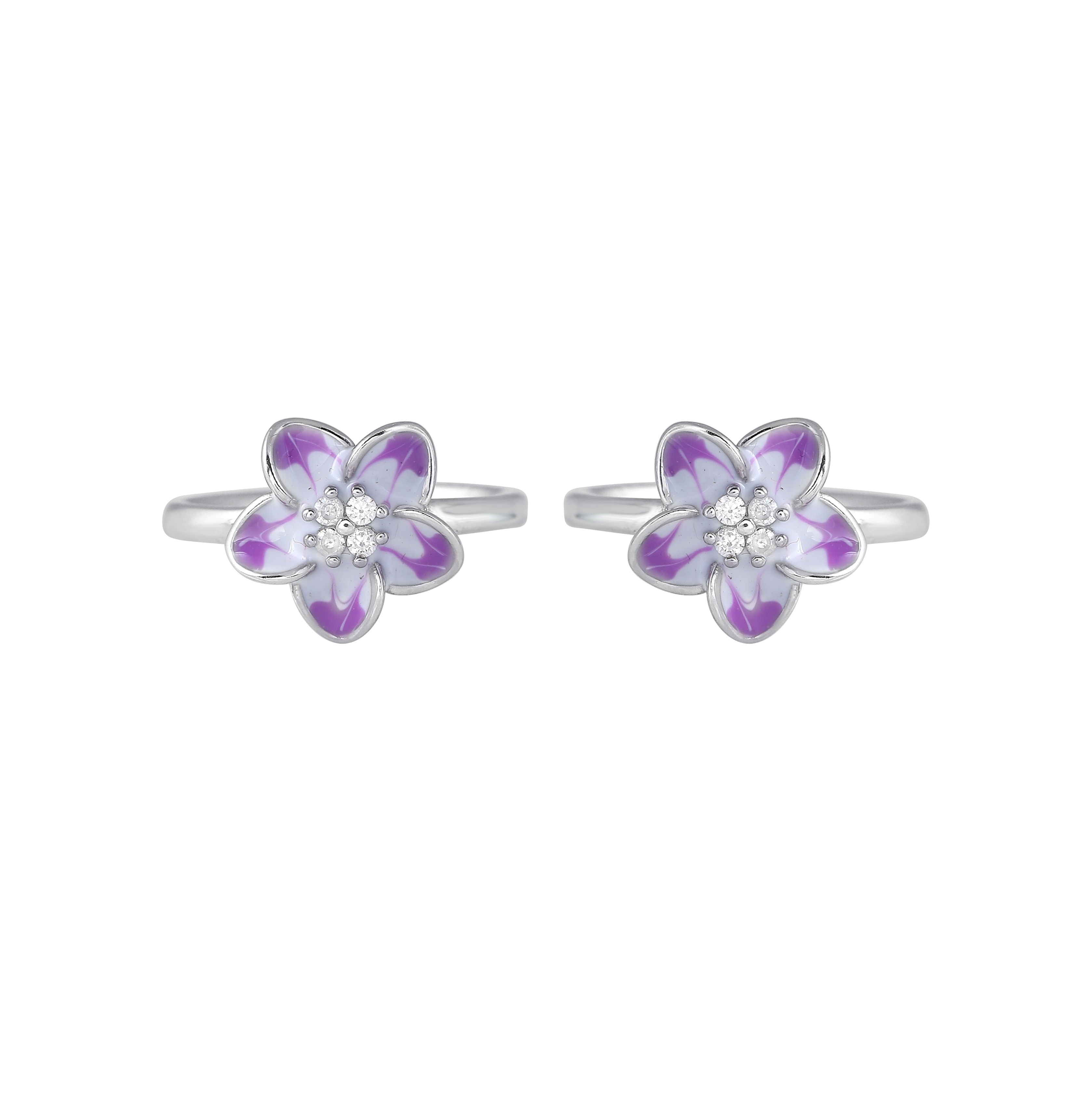 Bloom 92.5 Silver Floral Toe Rings