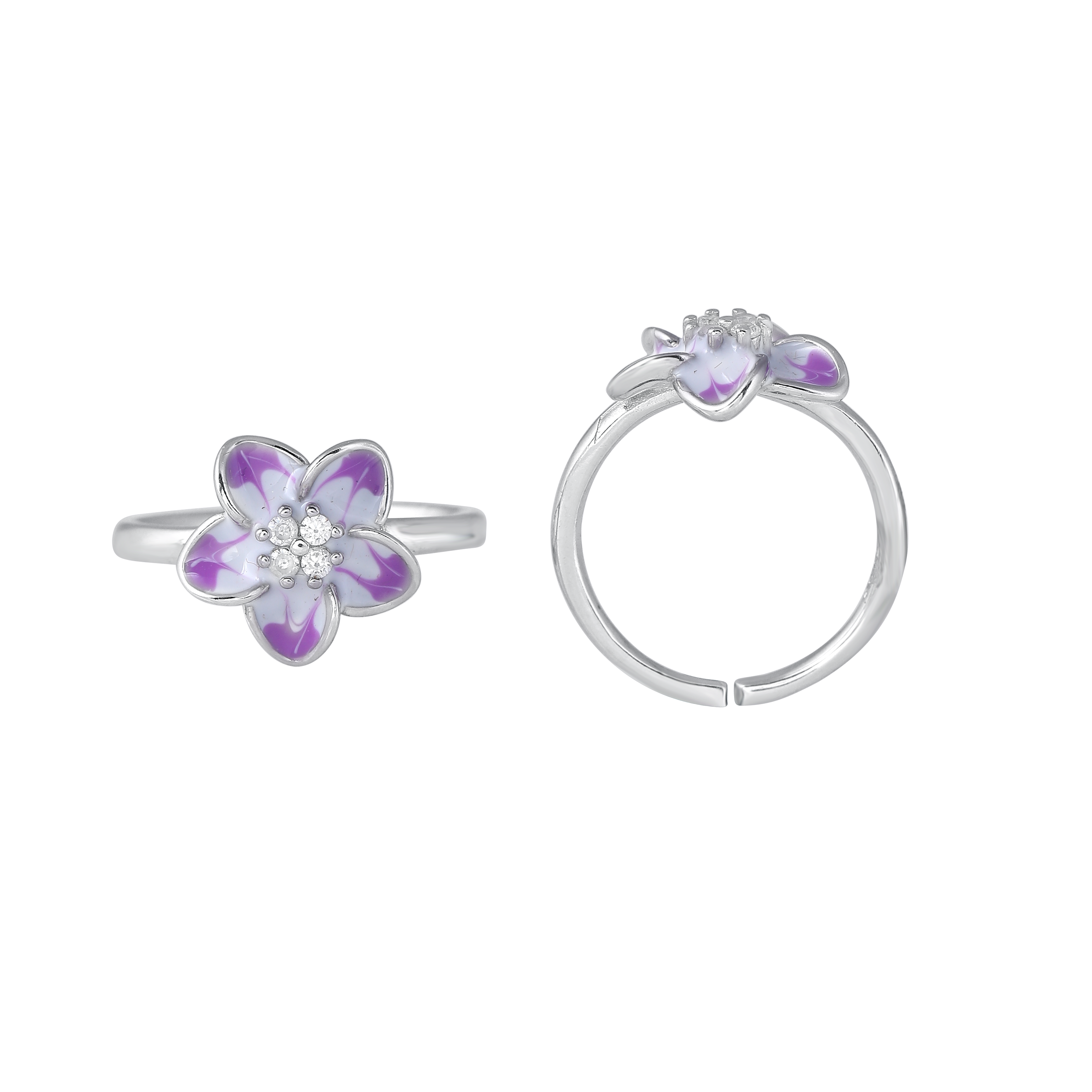 Bloom 92.5 Silver Floral Toe Rings