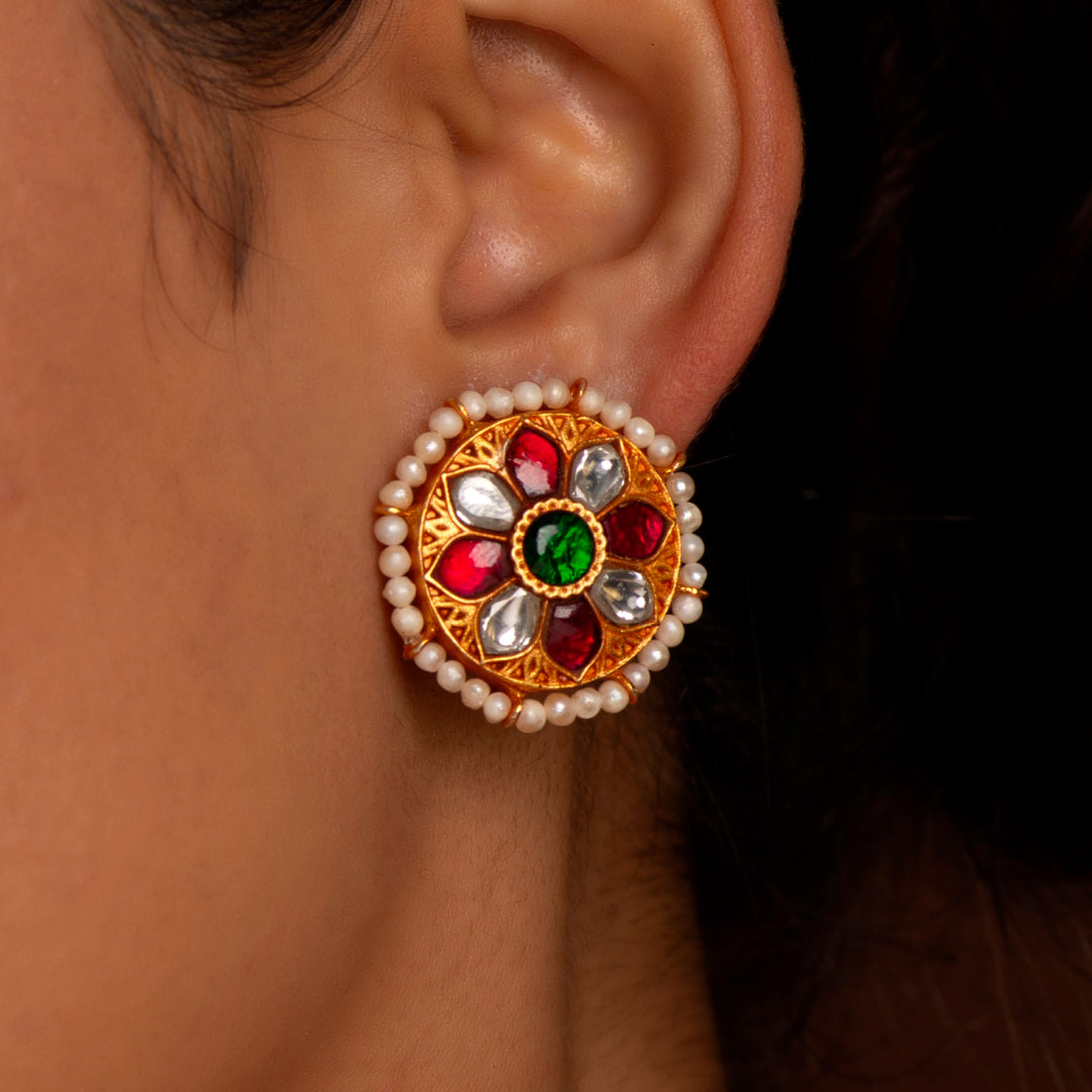 Victorian-Inspired Gold Plated Silver Studs