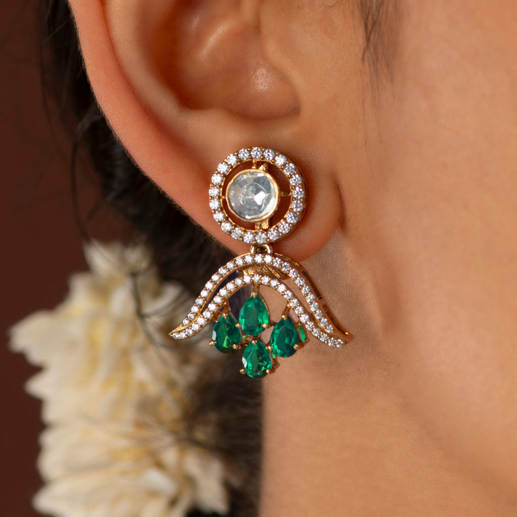 Vintage Polki-Inspired Silver Drop Earrings