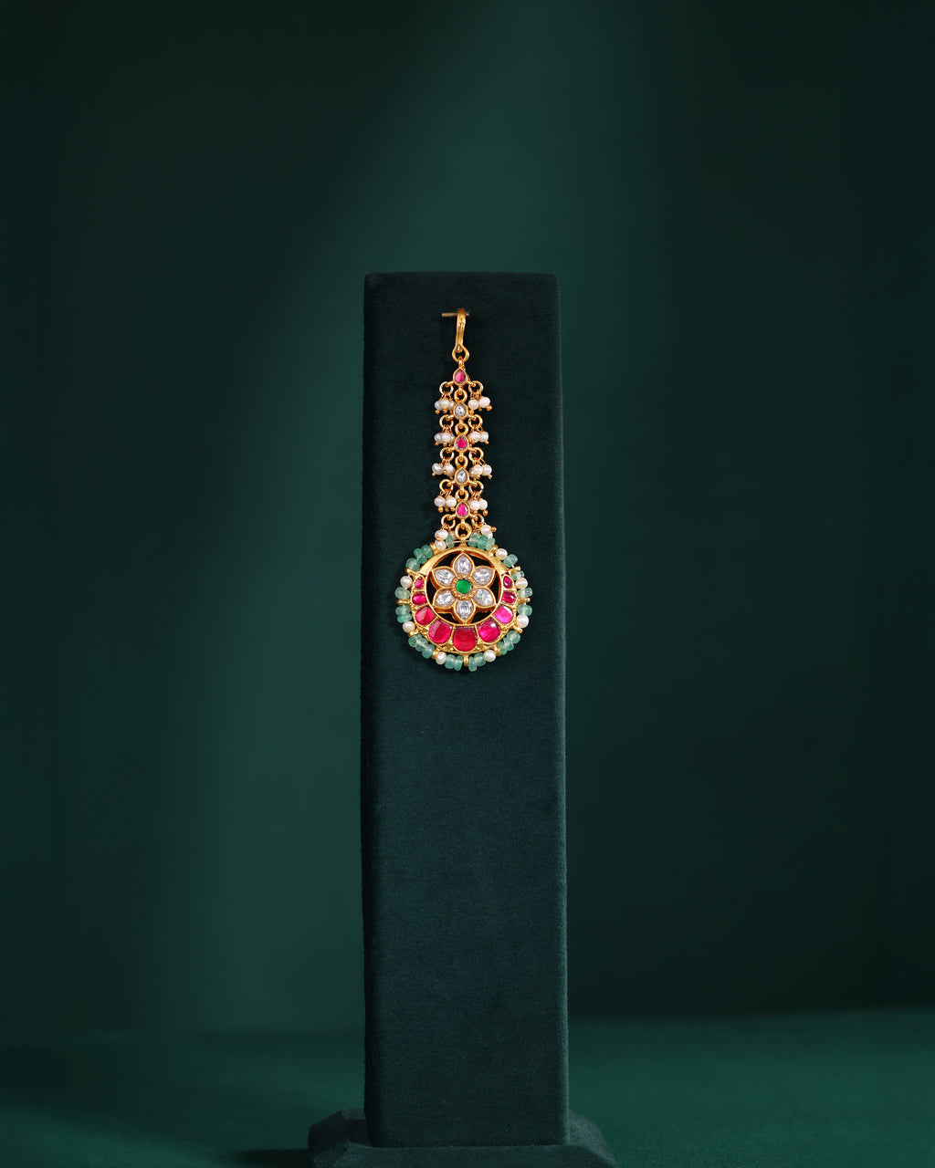 Floral Multi-Stone Maang Tikka in 92.5 Silver