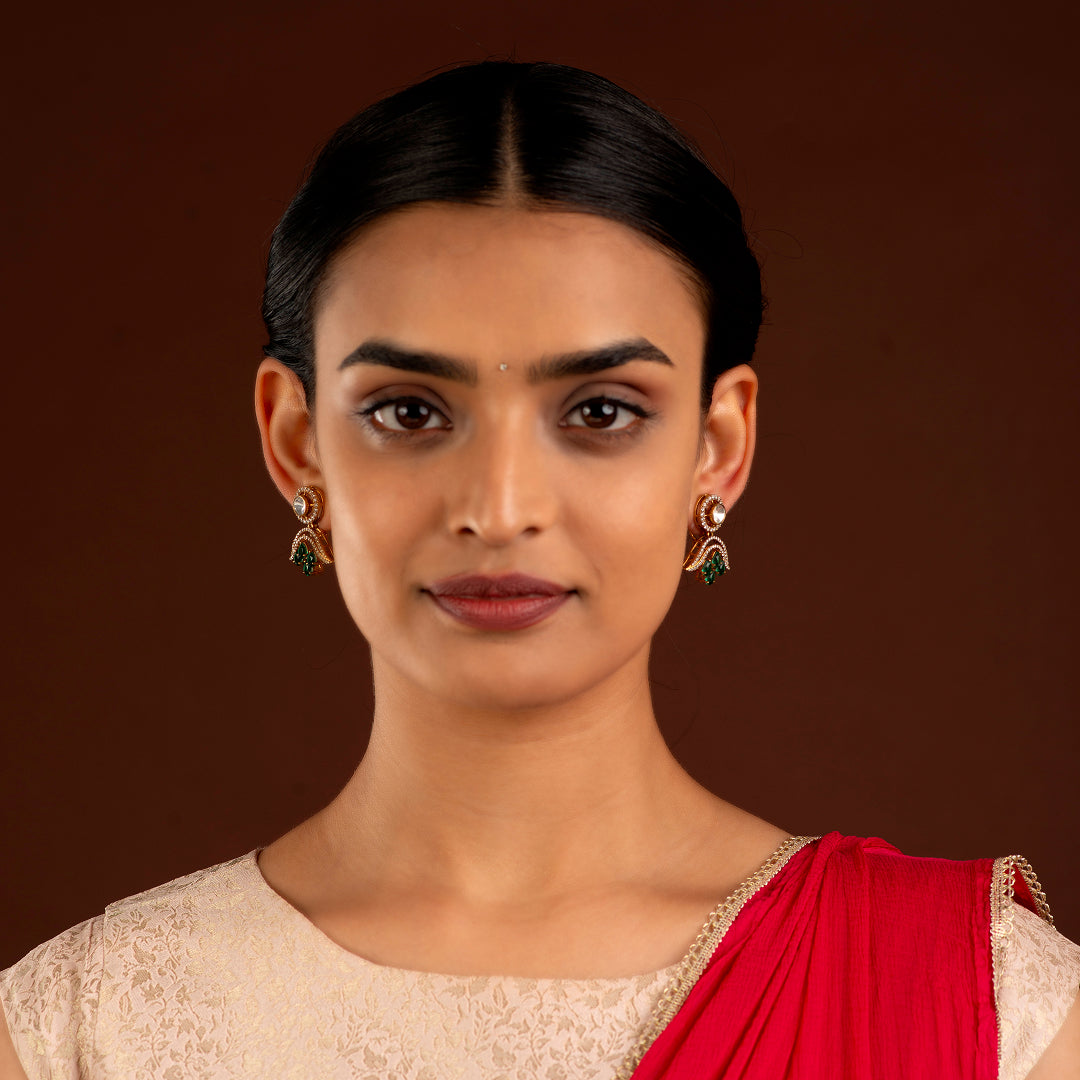 Vintage Polki-Inspired Silver Drop Earrings