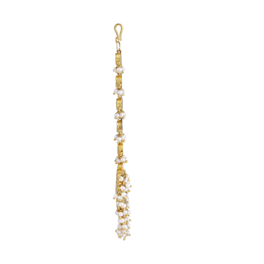 Regal Polki Pattern Silver Maang Tikka with CZ
