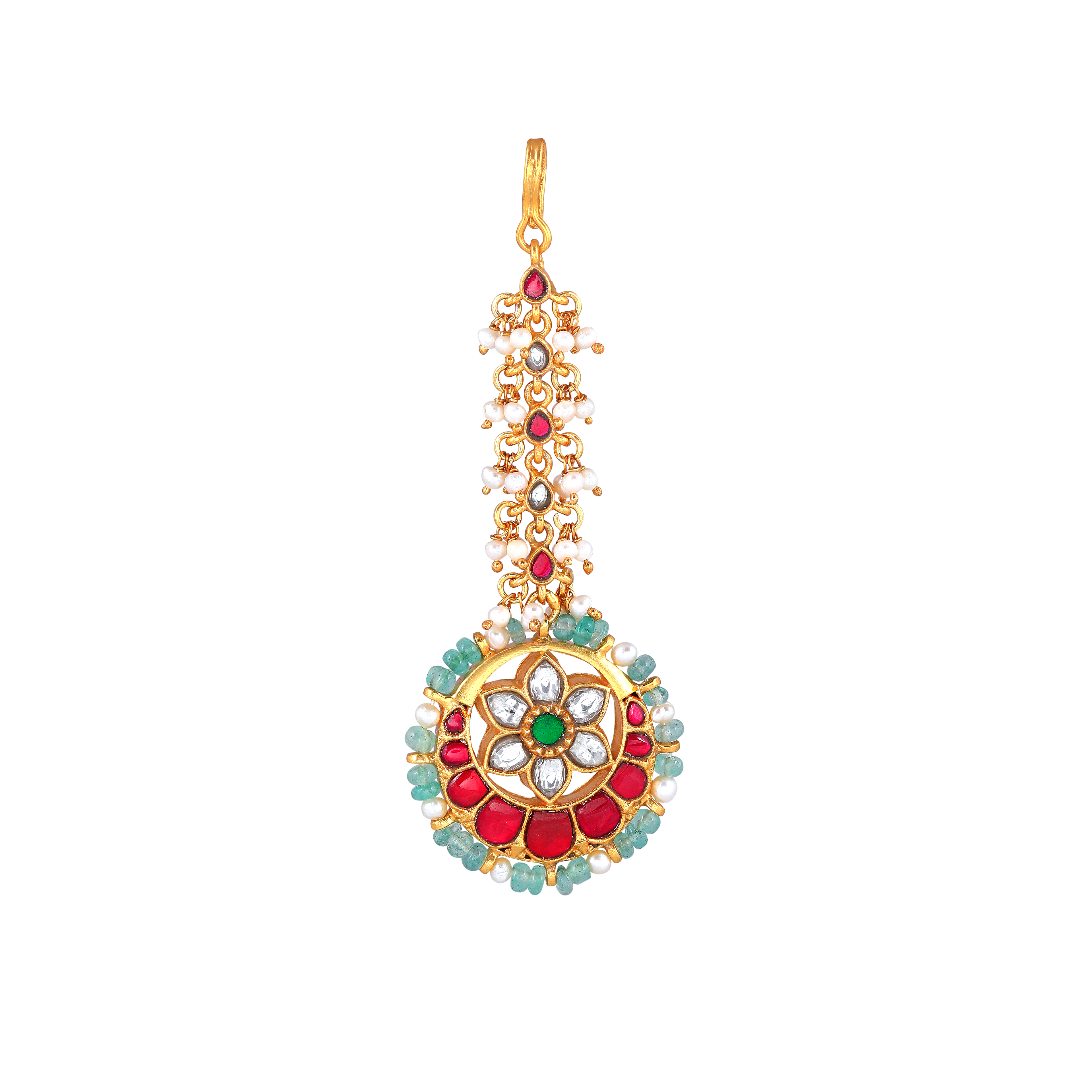 Floral Multi-Stone Maang Tikka in 92.5 Silver