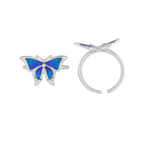 Silver Blue Wing Butterfly Toe Rings