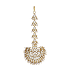 Regal Polki Pattern Silver Maang Tikka with CZ