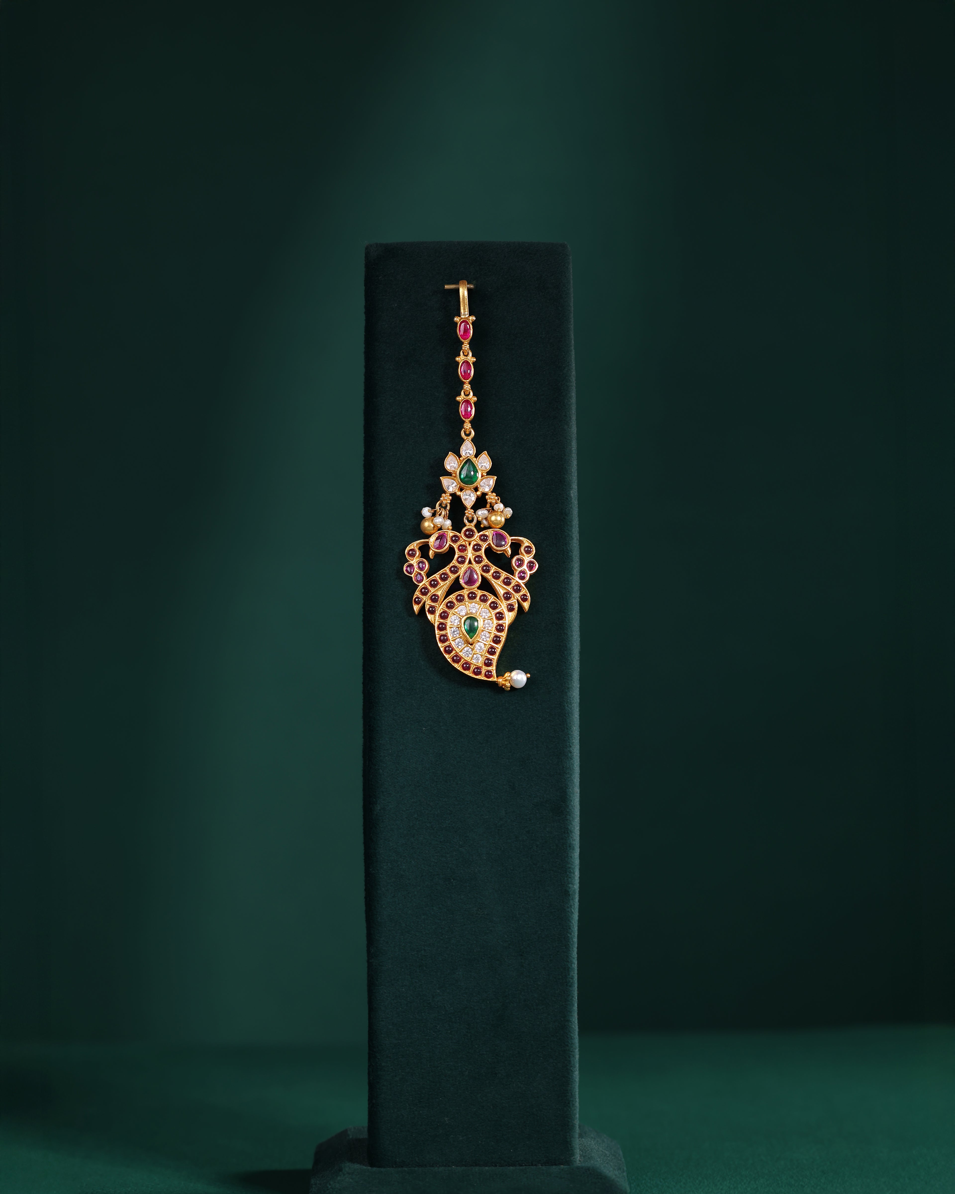 Regal Peacock-Inspired 92.5 Silver Maang Tikka