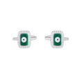 Silver Green Evil Eye Toe Ring Set