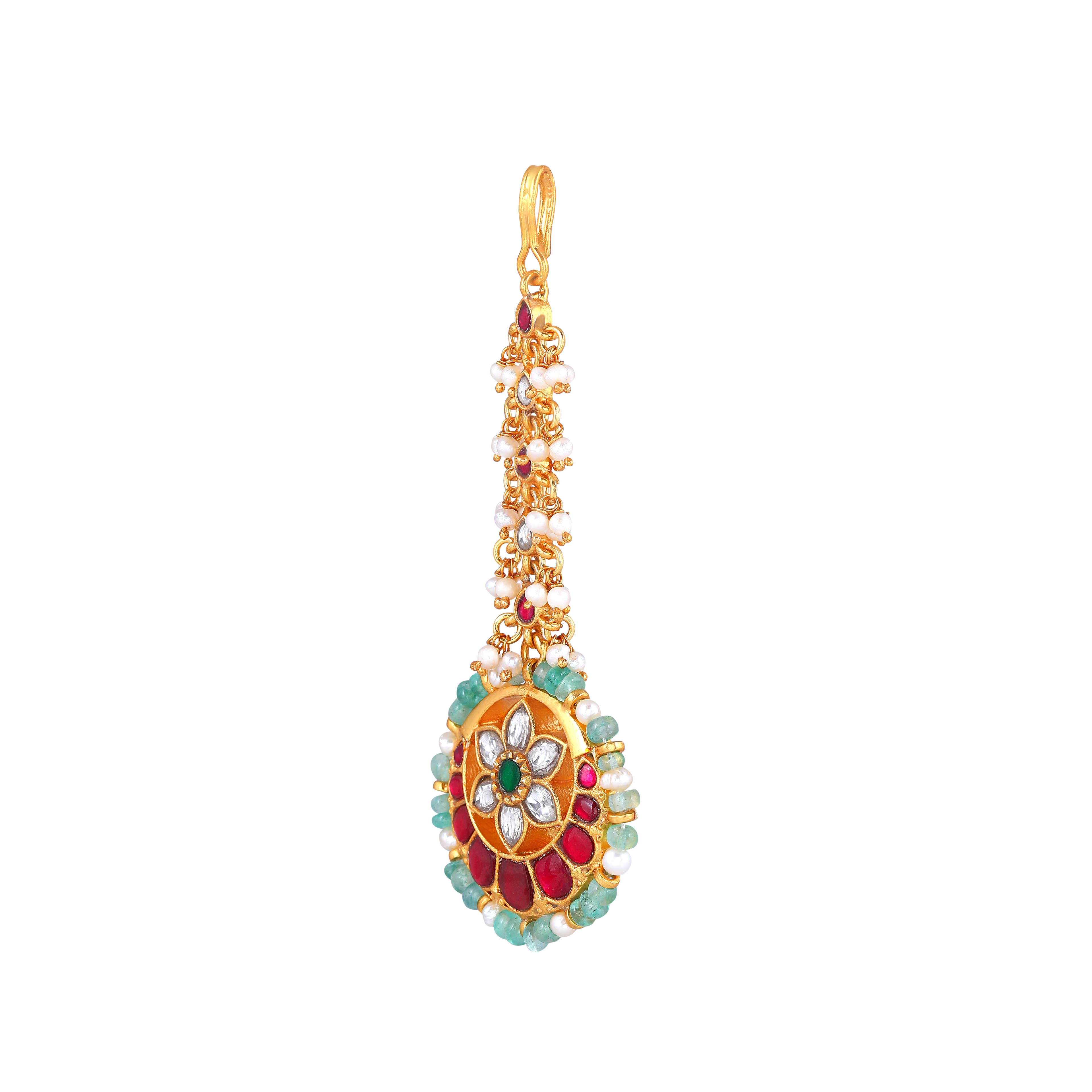 Floral Multi-Stone Maang Tikka in 92.5 Silver
