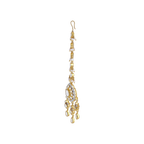Silver Maang Tikka with Pear-Cut CZ and Seed Pearl Clusters