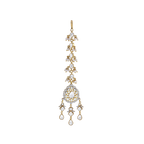 Silver Maang Tikka with Pear-Cut CZ and Seed Pearl Clusters