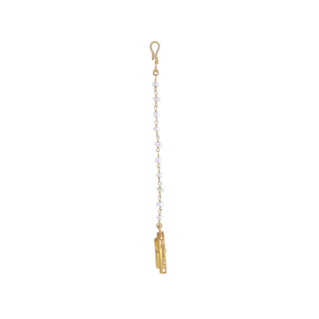 Silver Gold-Plated Heart Maang Tikka with Pearl Chain