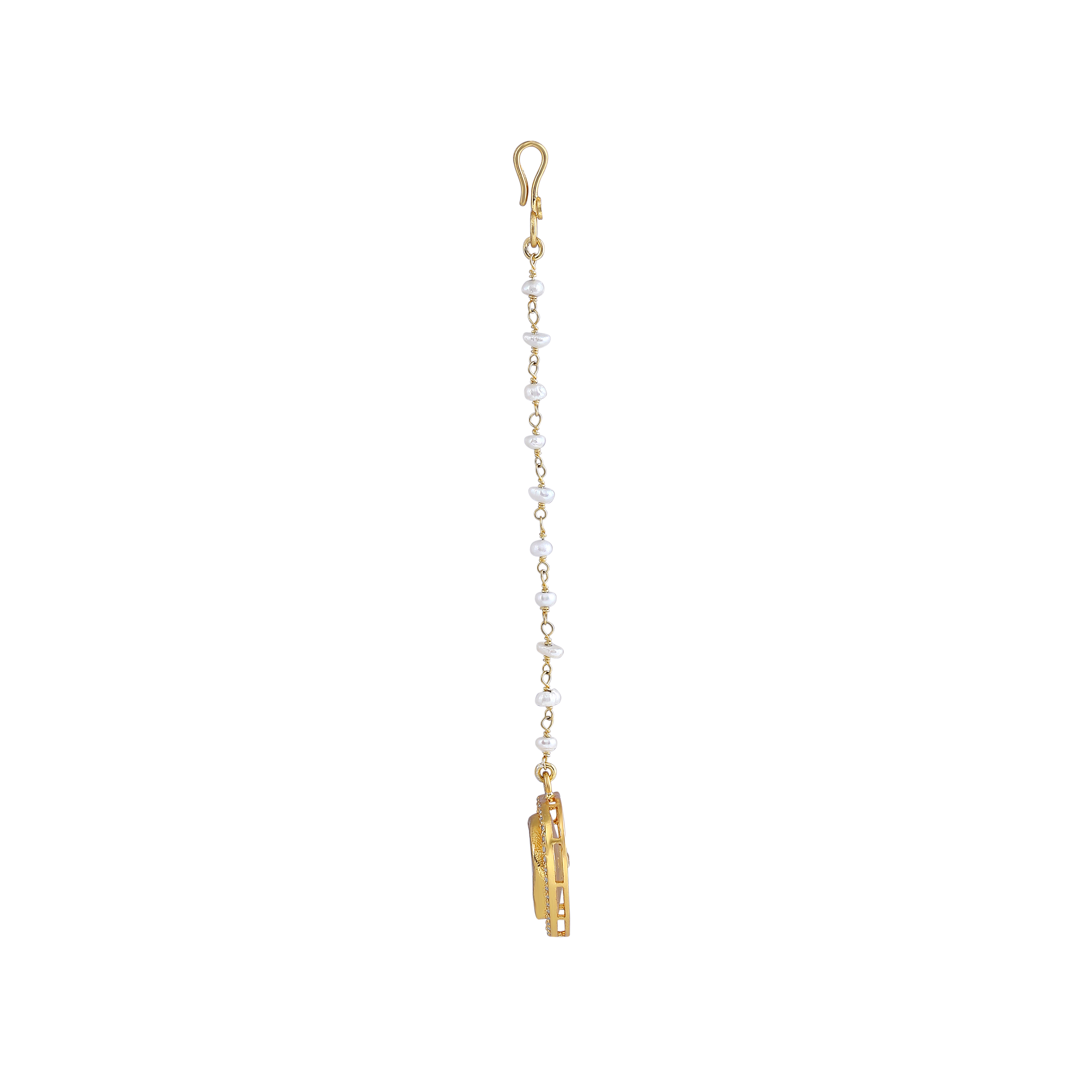 Silver Gold-Plated Heart Maang Tikka with Pearl Chain