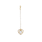 Silver Gold-Plated Heart Maang Tikka with Pearl Chain
