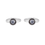 Oxidized Silver CZ Sunburst Toe Rings