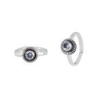 Oxidized Silver CZ Sunburst Toe Rings