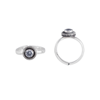 Oxidized Silver CZ Sunburst Toe Rings