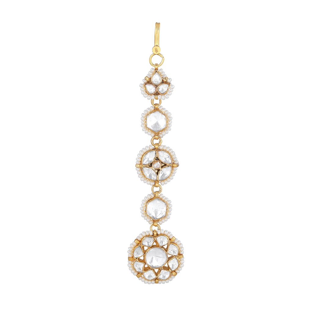 Polki Pattern Maang Tikka in 92.5 Pure Silver