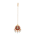Silver Kundan Pattern Maang Tikka with Lotus Design