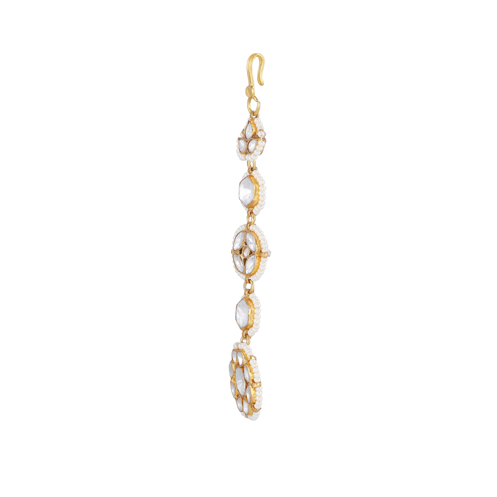 Polki Pattern Maang Tikka in 92.5 Pure Silver