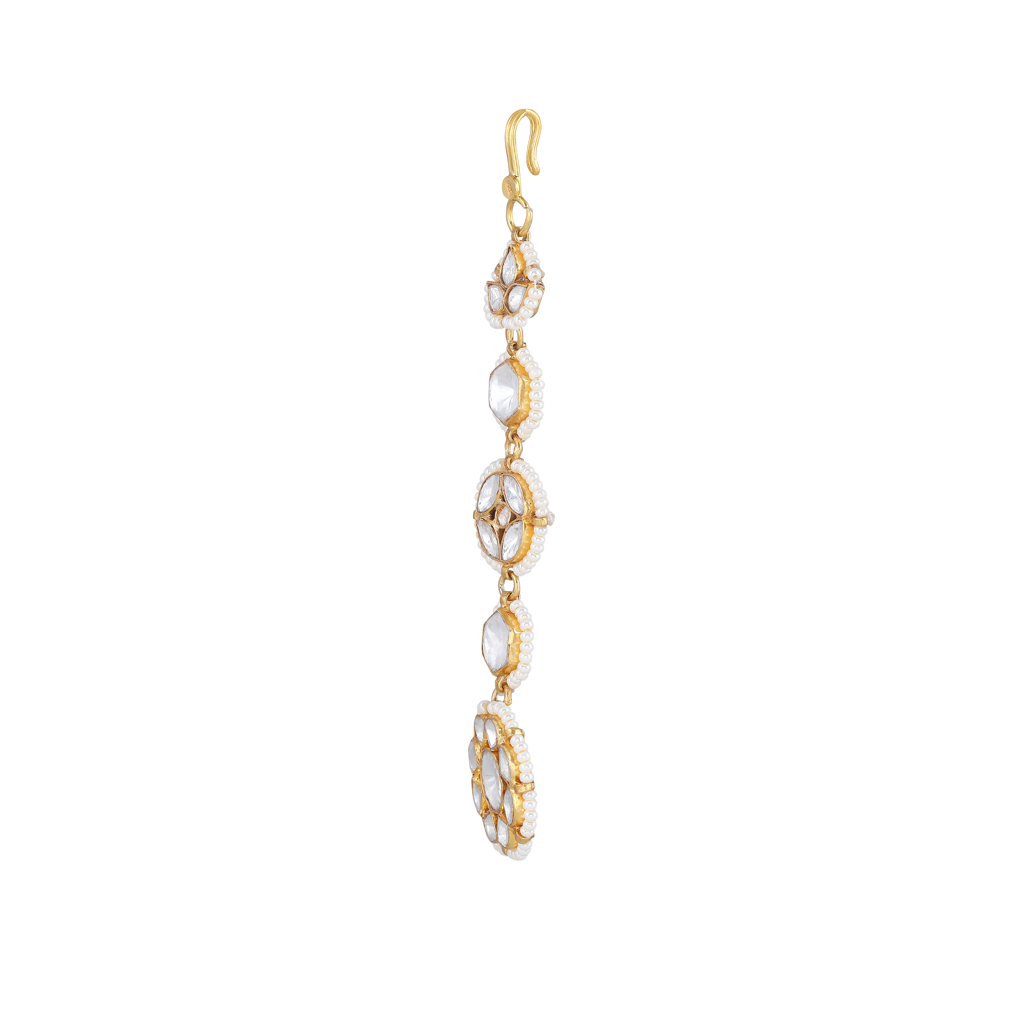 Polki Pattern Maang Tikka in 92.5 Pure Silver