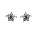 92.5 Silver Green Stone Toe Rings