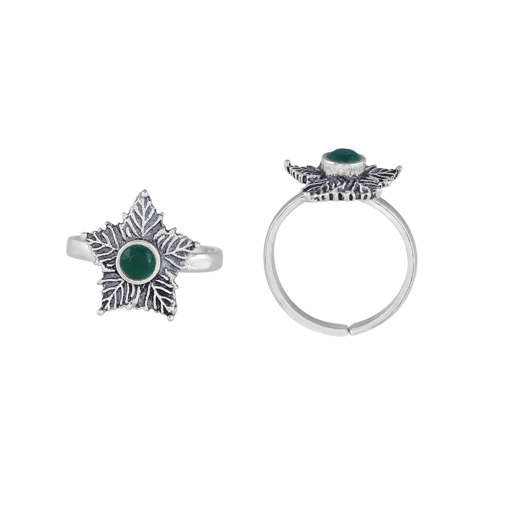 92.5 Silver Green Stone Toe Rings