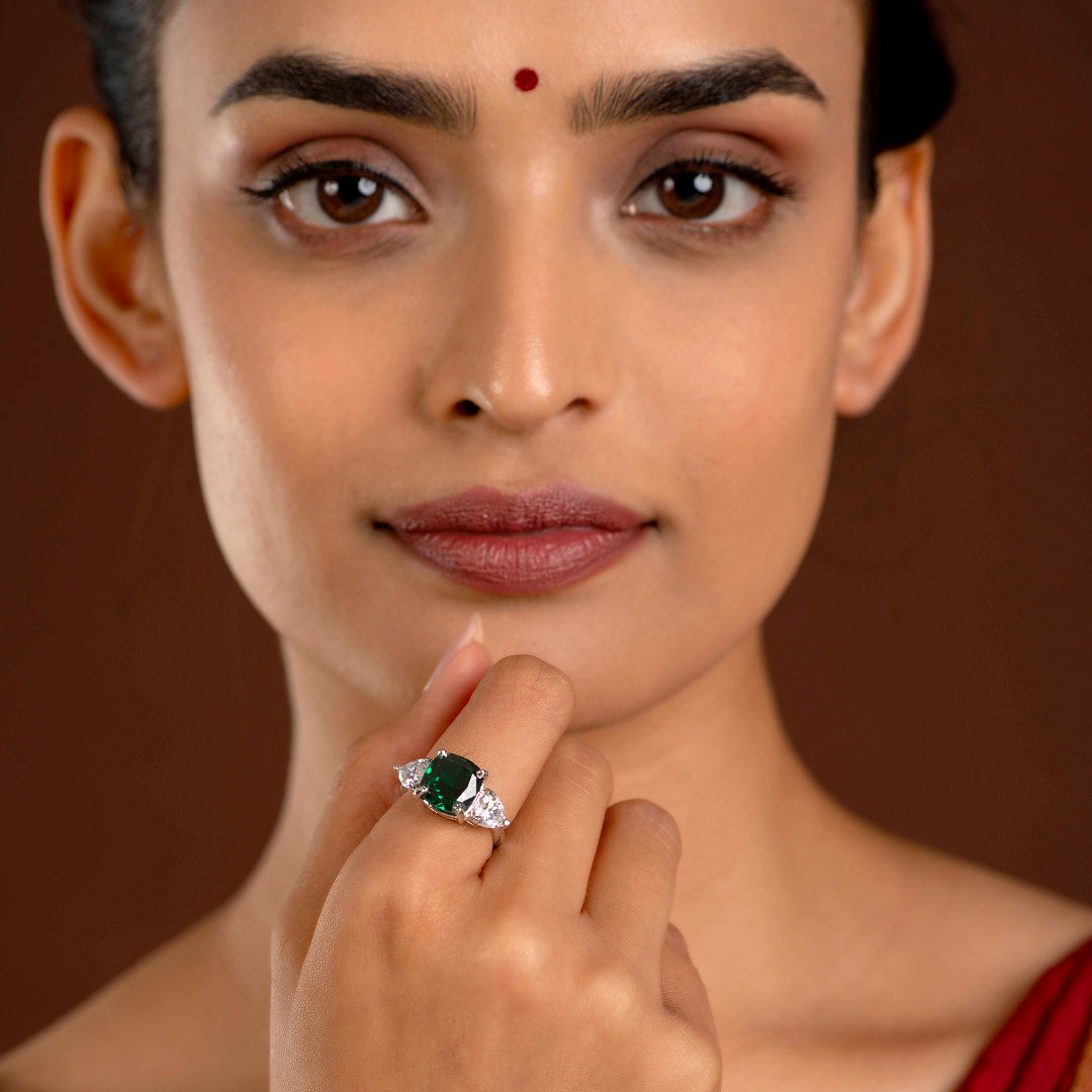 Green Stone Silver Ring