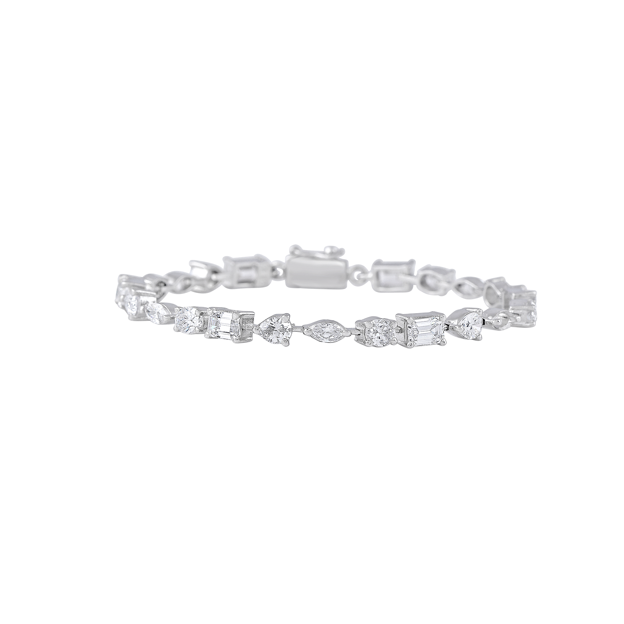 92.5 Silver Multi-Shape Tennis Bracelet
