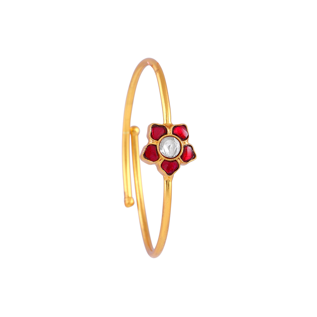 Floral Bypass Bracelet in Gold-Plated 92.5 Silver