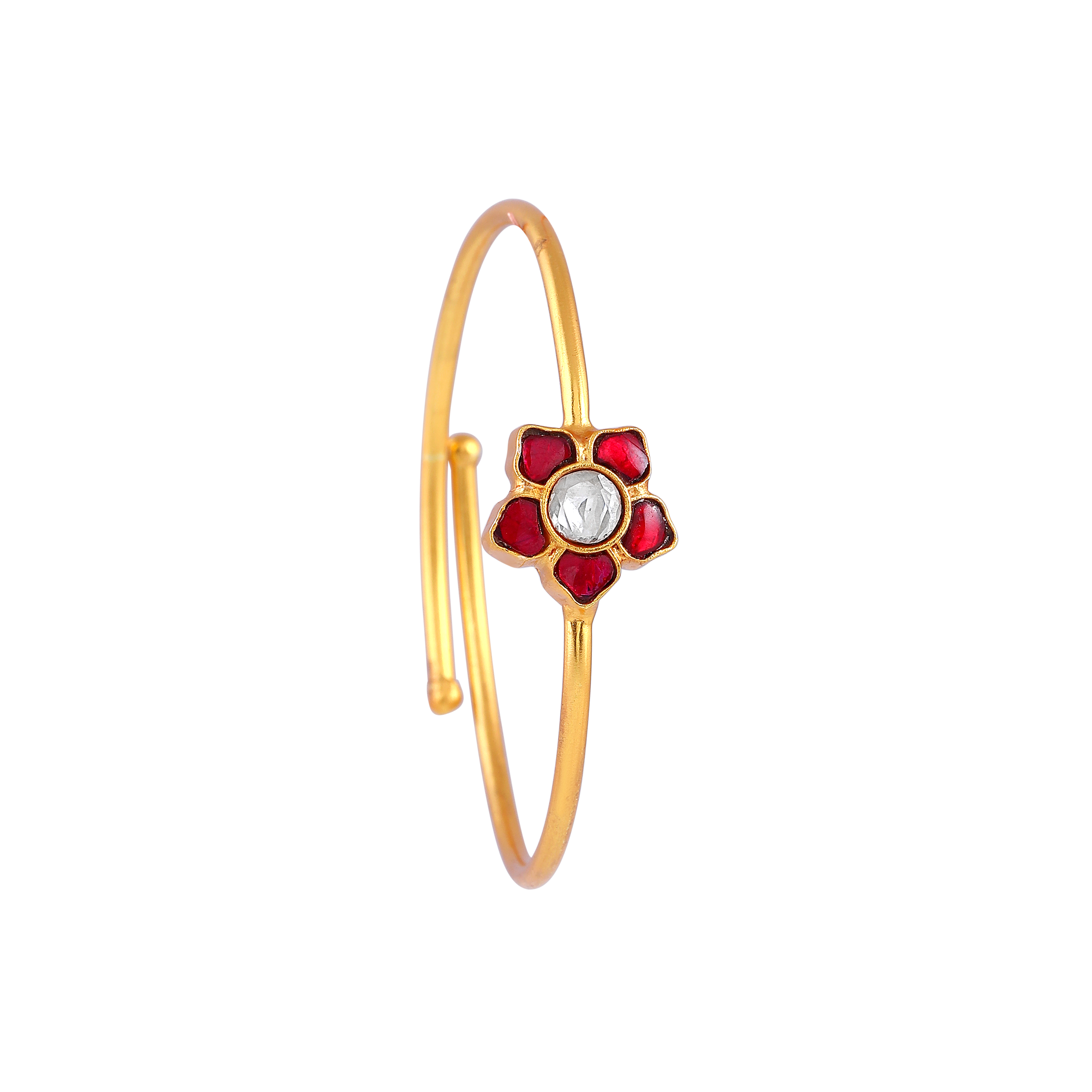 Floral Bypass Bracelet in Gold-Plated 92.5 Silver